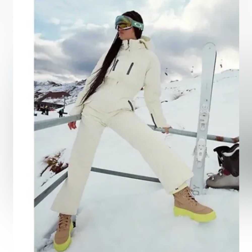 Free People Movement All Prepped Ski Suit Adjustable Hood Soft Sun Gray Zippers